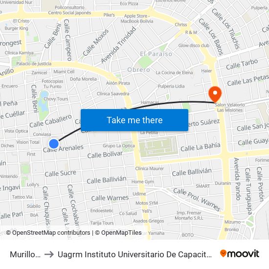 Murillo, 230 to Uagrm Instituto Universitario De Capacitación Popular (Icap) map