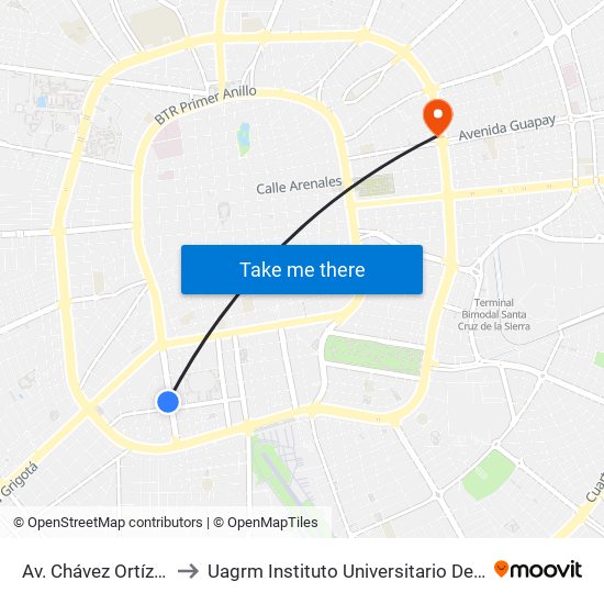 Av. Chávez Ortíz Y Av. Ana Barba to Uagrm Instituto Universitario De Capacitación Popular (Icap) map