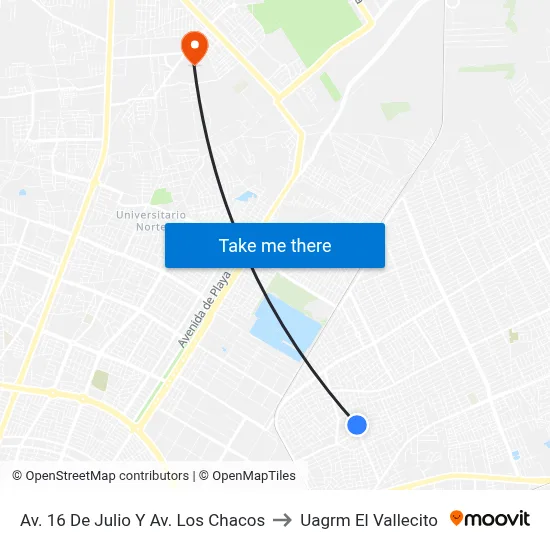Av. 16 De Julio Y Av. Los Chacos to Uagrm El Vallecito map