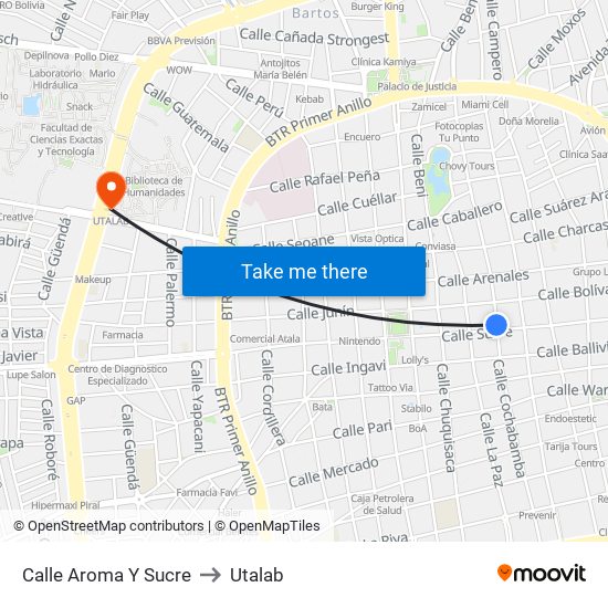 Calle Aroma Y Sucre to Utalab map