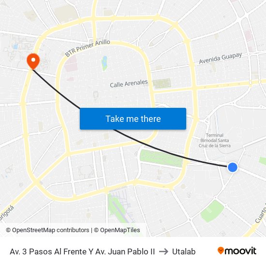 Av. 3 Pasos Al Frente Y Av. Juan Pablo II to Utalab map
