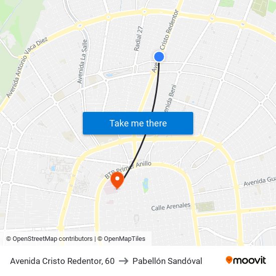 Avenida Cristo Redentor, 60 to Pabellón Sandóval map