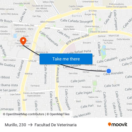 Murillo, 230 to Facultad De Veterinaria map