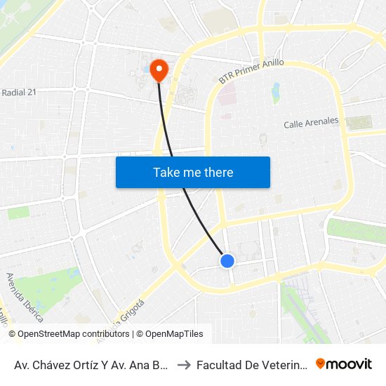 Av. Chávez Ortíz Y Av. Ana Barba to Facultad De Veterinaria map