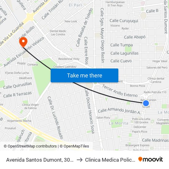 Avenida Santos Dumont, 3050 to Clinica Medica Policial map