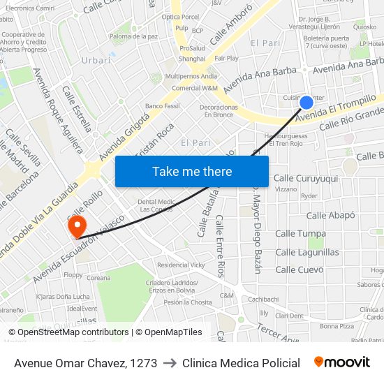 Avenue Omar Chavez, 1273 to Clinica Medica Policial map