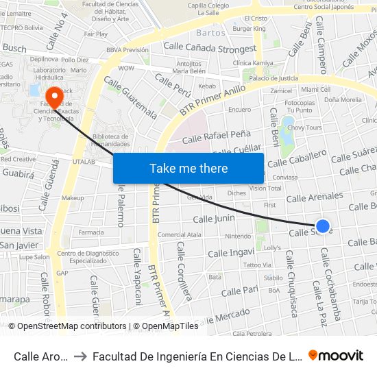 Calle Aroma Y Sucre to Facultad De Ingeniería En Ciencias De La Computación Y Telecomunicaciones map