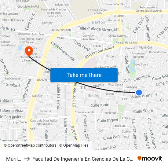 Murillo, 230 to Facultad De Ingeniería En Ciencias De La Computación Y Telecomunicaciones map