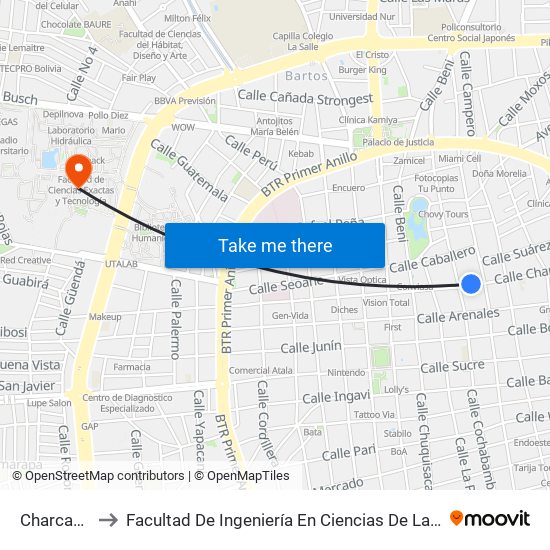 Charcas Y Aroma to Facultad De Ingeniería En Ciencias De La Computación Y Telecomunicaciones map