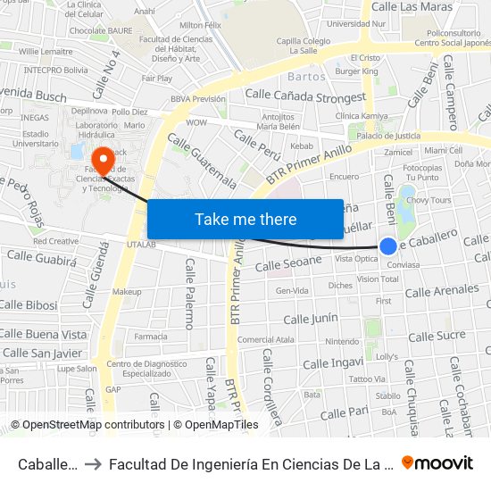 Caballero Y Beni to Facultad De Ingeniería En Ciencias De La Computación Y Telecomunicaciones map