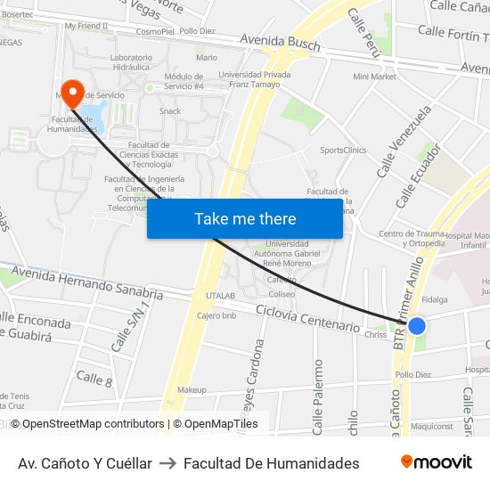 Av. Cañoto Y Cuéllar to Facultad De Humanidades map