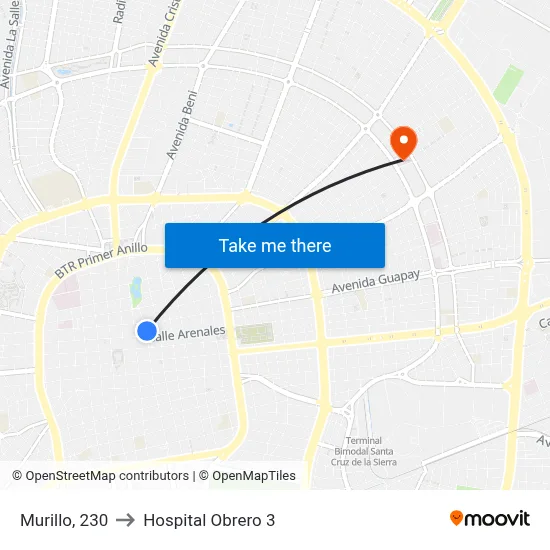 Murillo, 230 to Hospital Obrero 3 map