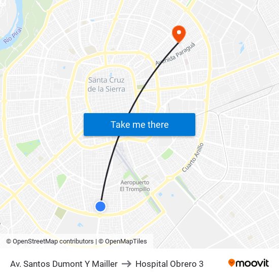 Av. Santos Dumont Y Mailler to Hospital Obrero 3 map