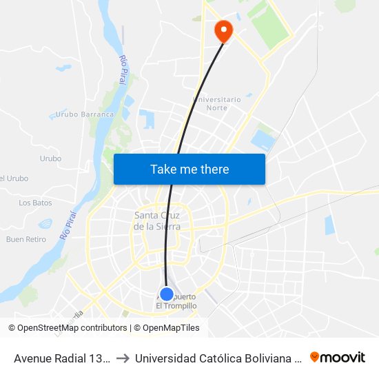 Avenue Radial 13, 3052 to Universidad Católica Boliviana San Pablo map