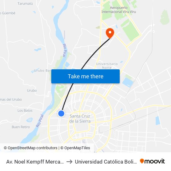 Av. Noel Kempff Mercado Y Av. Busch to Universidad Católica Boliviana San Pablo map