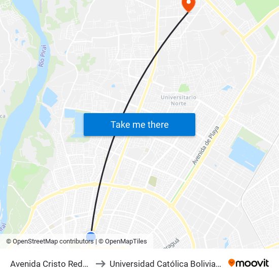 Avenida Cristo Redentor, 278 to Universidad Católica Boliviana San Pablo map