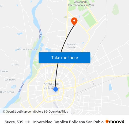 Sucre, 539 to Universidad Católica Boliviana San Pablo map
