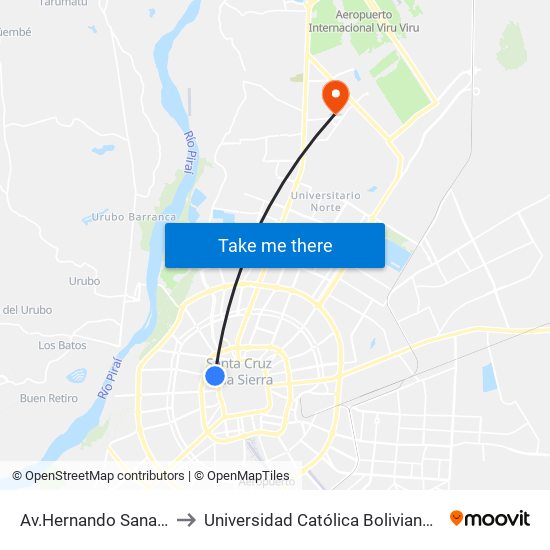 Av.Hernando Sanabria, 87 to Universidad Católica Boliviana San Pablo map