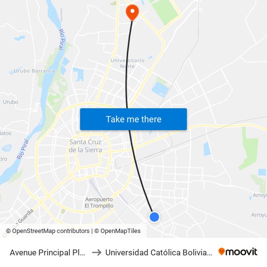 Avenue Principal Plan 3 Mil, 1 to Universidad Católica Boliviana San Pablo map