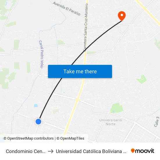 Condominio Centurias to Universidad Católica Boliviana San Pablo map