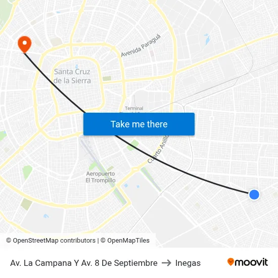 Av. La Campana Y Av. 8 De Septiembre to Inegas map