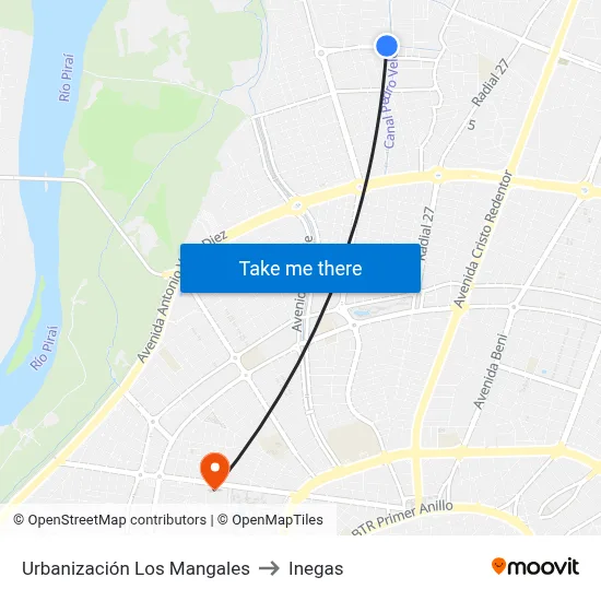 Urbanización Los Mangales to Inegas map