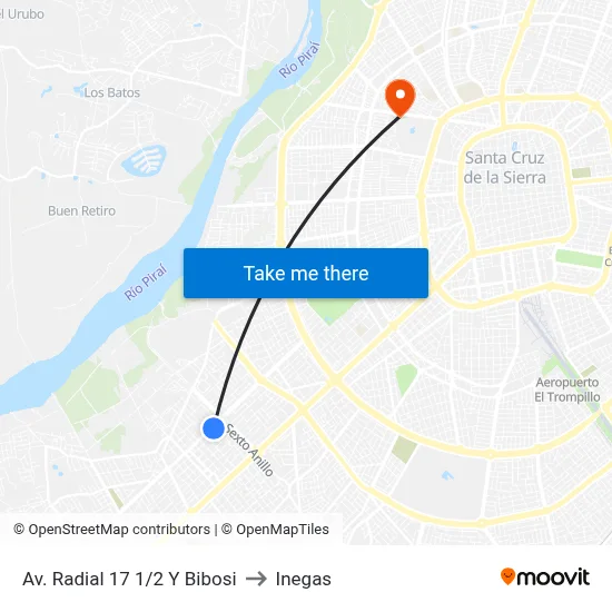 Av. Radial 17 1/2 Y Bibosi to Inegas map