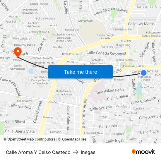Calle Aroma Y Celso Castedo to Inegas map