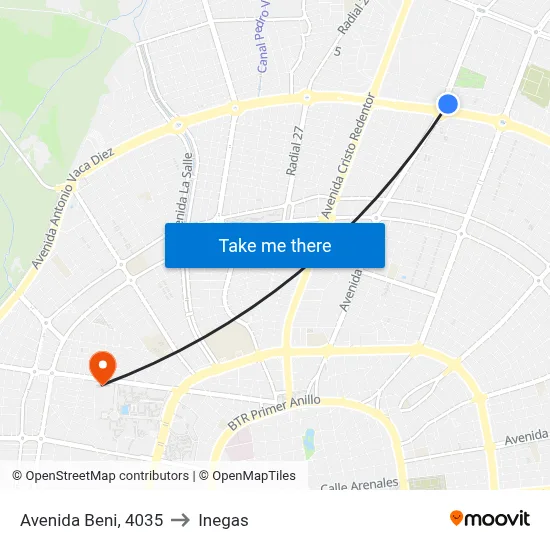 Avenida Beni, 4035 to Inegas map