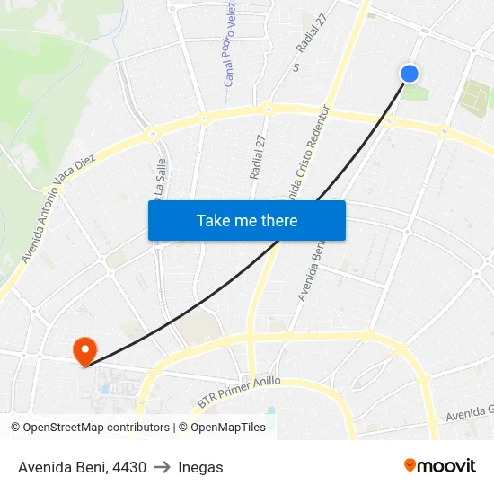 Avenida Beni, 4430 to Inegas map