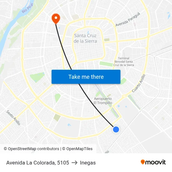 Avenida La Colorada, 5105 to Inegas map