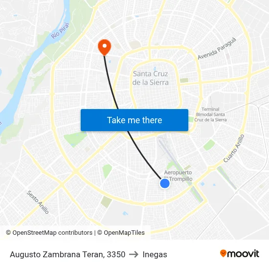 Augusto Zambrana Teran, 3350 to Inegas map