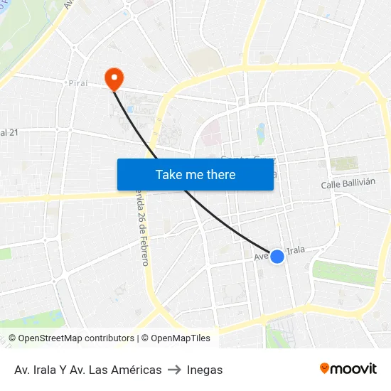Av. Irala Y Av. Las Américas to Inegas map