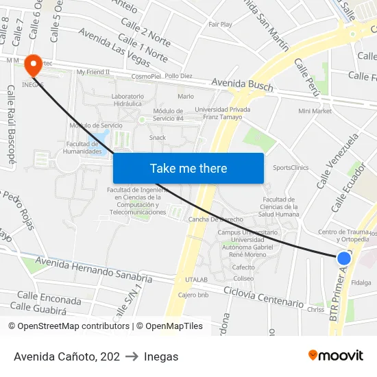 Avenida Cañoto, 202 to Inegas map