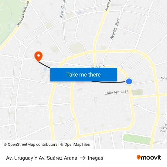 Av. Uruguay Y Av. Suárez Arana to Inegas map