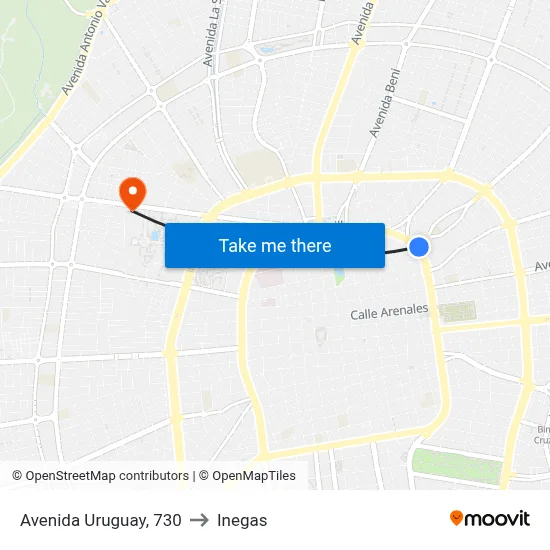 Avenida Uruguay, 730 to Inegas map
