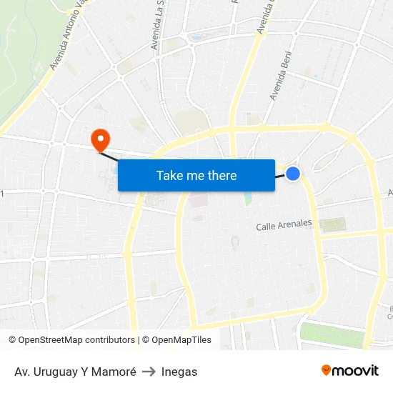 Av. Uruguay Y Mamoré to Inegas map