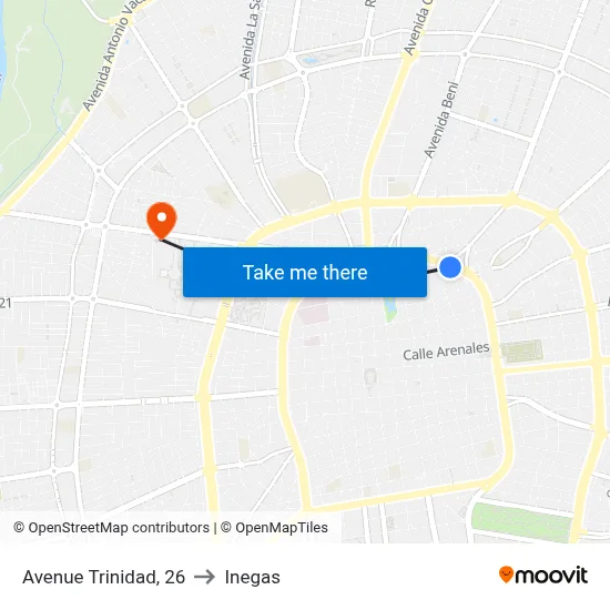 Avenue Trinidad, 26 to Inegas map