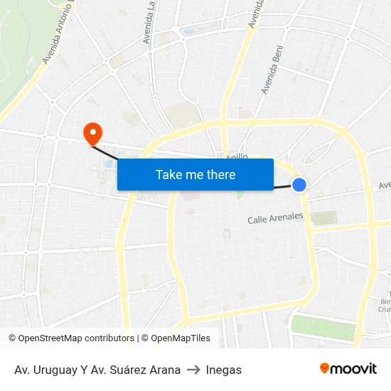 Av. Uruguay Y Av. Suárez Arana to Inegas map