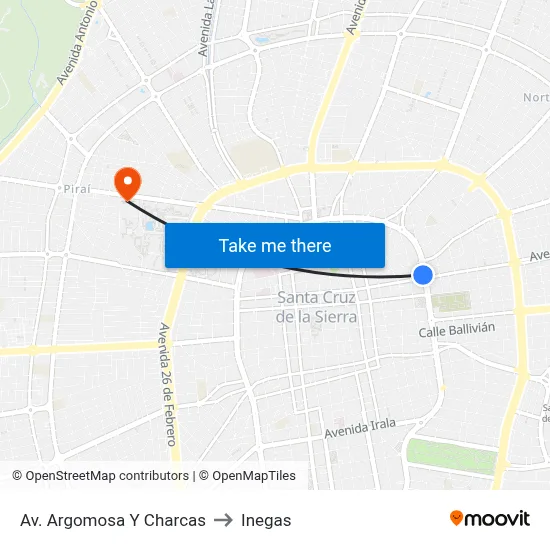Av. Argomosa Y Charcas to Inegas map