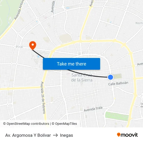 Av. Argomosa Y Bolívar to Inegas map