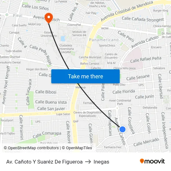 Av. Cañoto Y Suaréz De Figueroa to Inegas map