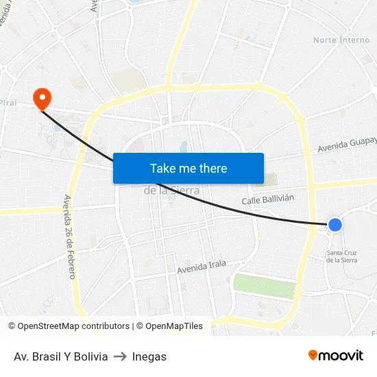 Av. Brasil Y Bolivia to Inegas map