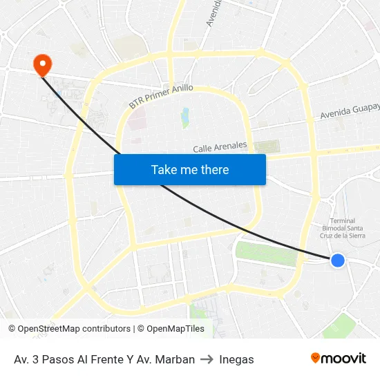 Av. 3 Pasos Al Frente Y Av. Marban to Inegas map