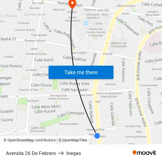 Avenida 26 De Febrero to Inegas map