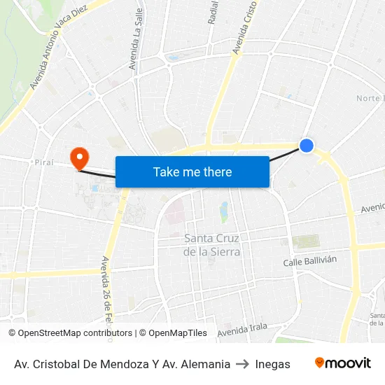 Av. Cristobal De Mendoza Y Av. Alemania to Inegas map