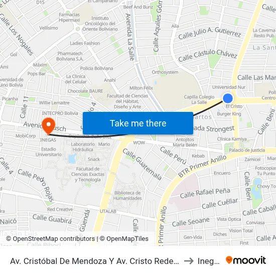 Av.  Cristóbal De Mendoza Y Av. Cristo Redentor to Inegas map