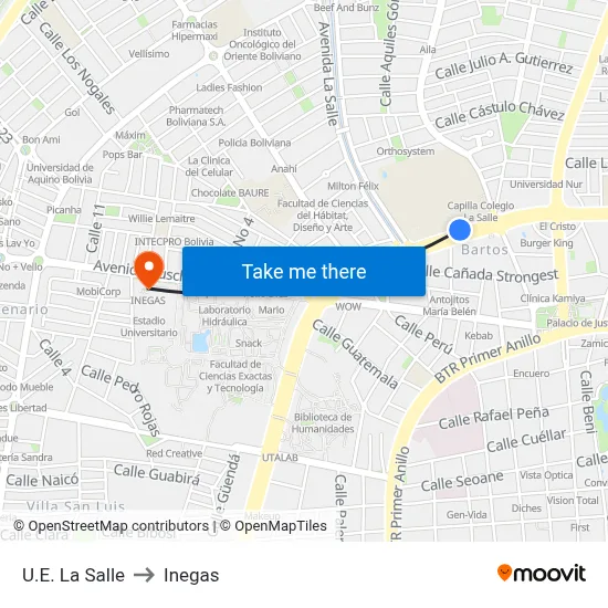 U.E. La Salle to Inegas map