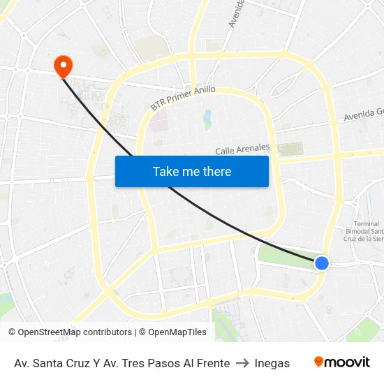 Av. Santa Cruz Y Av. Tres Pasos Al Frente to Inegas map
