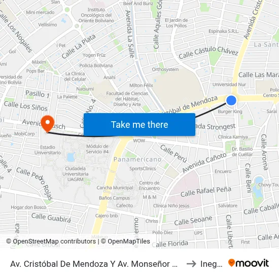 Av. Cristóbal De Mendoza Y Av. Monseñor Rivero to Inegas map